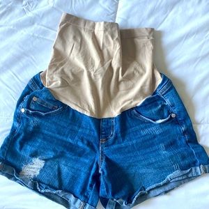 Motherhood Maternity Women's Maternity Indigo Blue Baby Roll Hem Secret Fit